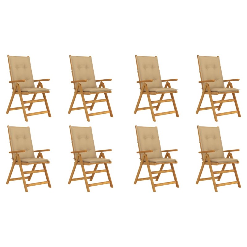 vidaXL Klappbare Gartenstühle mit Kissen 8 Stk. Massivholz Akazie vidaXL Klappbare Gartenstühle mit Kissen 8 Stk. Massivholz Akazie