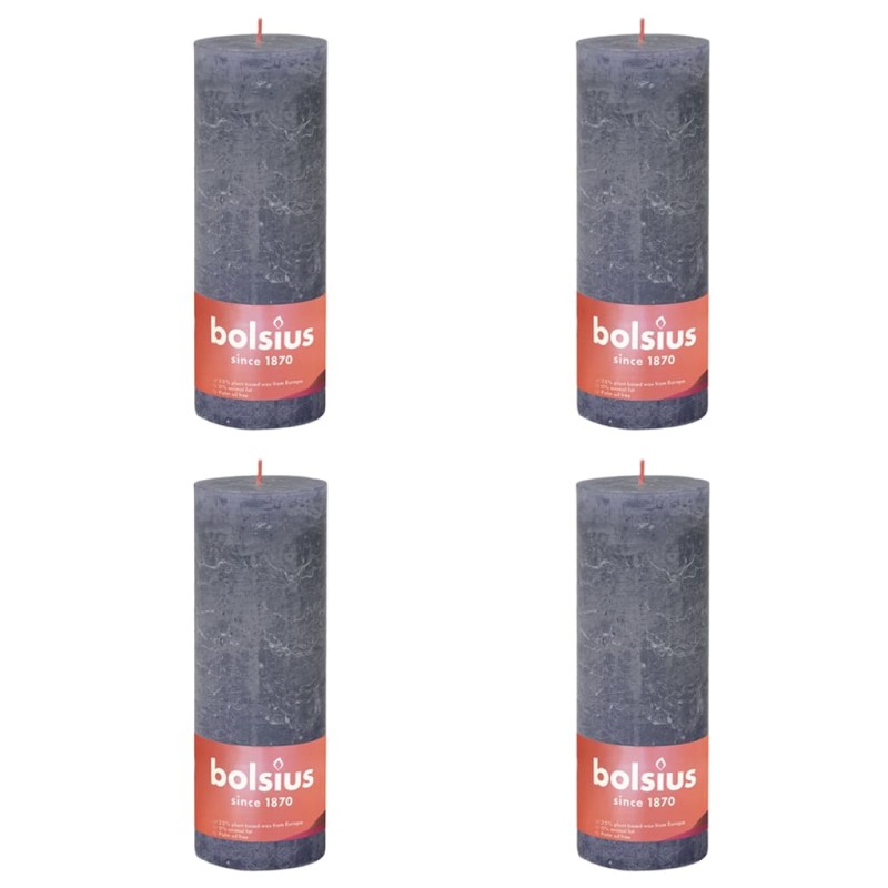 Bolsius Rustikale Stumpenkerzen Shine 4 Stk. 190x68 mm Dämmerungsblau Bolsius Rustikale Stumpenkerzen Shine 4 Stk. 190x68 mm Dämmerungsblau