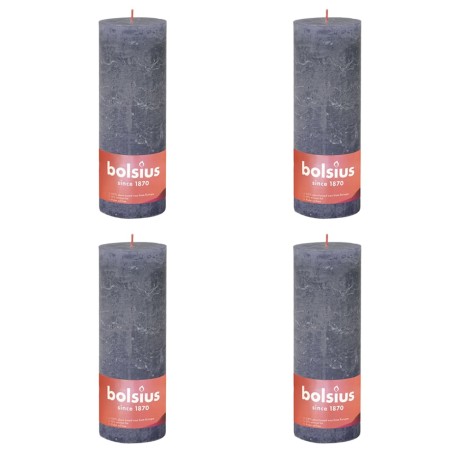 Bolsius Rustikale Stumpenkerzen Shine 4 Stk. 190x68 mm Dämmerungsblau