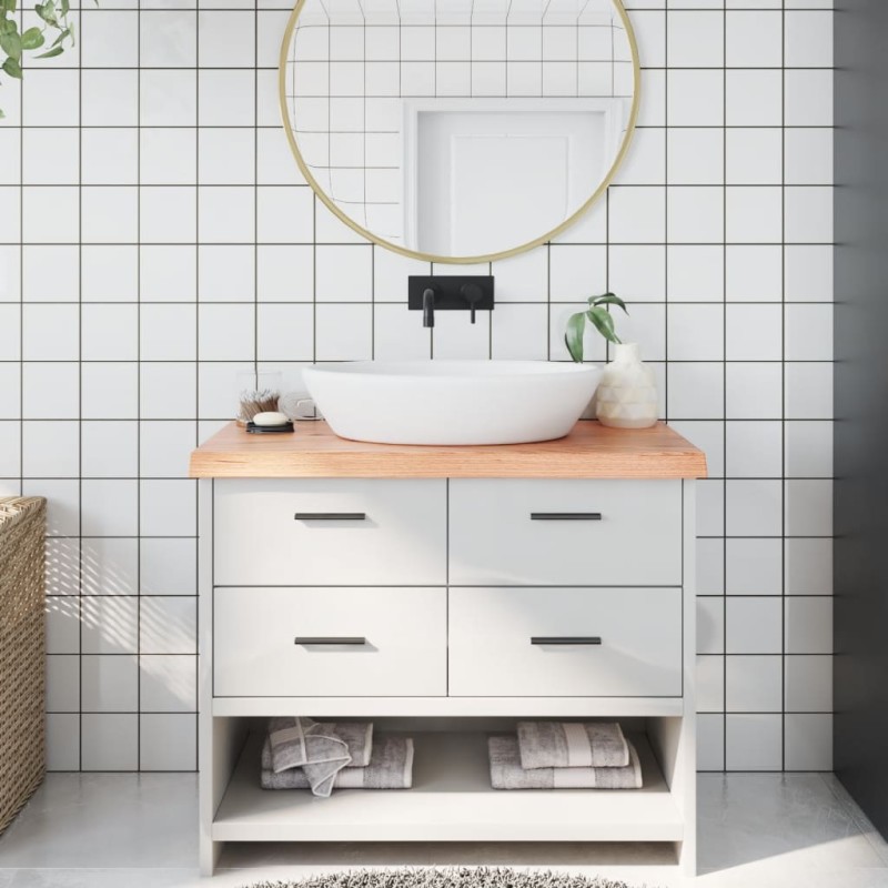 Waschtischplatte Hellbraun 100x60x6 cm Massivholz Behandelt Waschtischplatte Hellbraun 100x60x6 cm Massivholz Behandelt