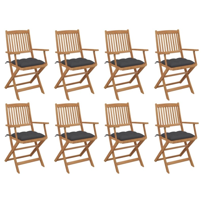 vidaXL Klappbare Gartenstühle mit Kissen 8 Stk. Massivholz Akazie vidaXL Klappbare Gartenstühle mit Kissen 8 Stk. Massivholz Akazie