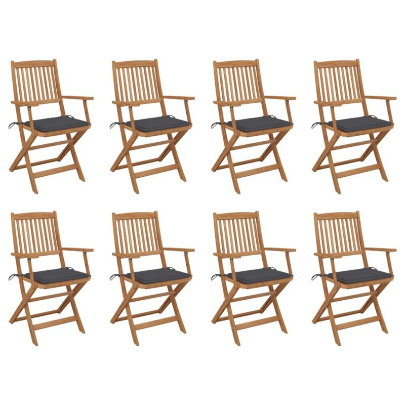 vidaXL Klappbare Gartenstühle mit Kissen 8 Stk. Massivholz Akazie vidaXL Klappbare Gartenstühle mit Kissen 8 Stk. Massivholz Akazie