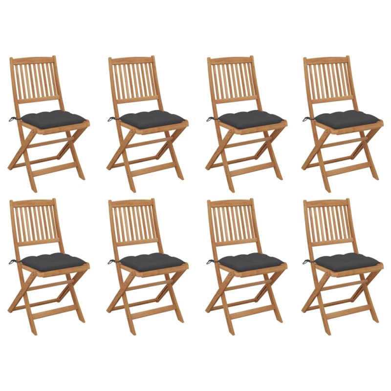 vidaXL Klappbare Gartenstühle mit Kissen 8 Stk. Massivholz Akazie vidaXL Klappbare Gartenstühle mit Kissen 8 Stk. Massivholz Akazie