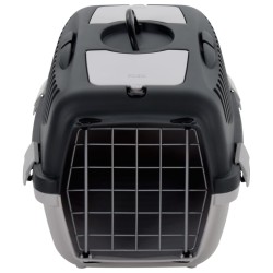 vidaXL Transportbox für Haustiere Grau und Schwarz 55x36x35 cm PP