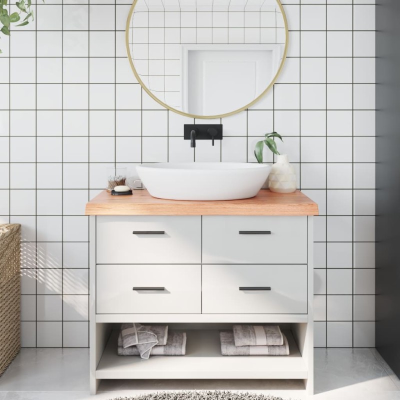 vidaXL Waschtischplatte Hellbraun 100x40x(2-6) cm Massivholz Behandelt vidaXL Waschtischplatte Hellbraun 100x40x(2-6) cm Massivholz Behandelt