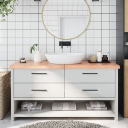 Waschtischplatte Hellbraun 160x40x6 cm Massivholz Behandelt