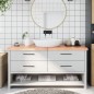 Waschtischplatte Hellbraun 160x40x6 cm Massivholz Behandelt Waschtischplatte Hellbraun 160x40x6 cm Massivholz Behandelt
