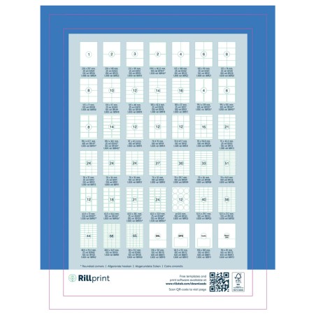 rillprint Selbstklebende Aufkleber Etiketten 210x297 mm 1000 Blatt Weiß
