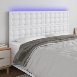 vidaXL LED Kopfteil Weiß 160x5x118/128 cm Kunstleder