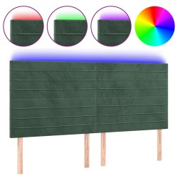 vidaXL LED Kopfteil Dunkelgrün 200x5x118/128 cm Samt