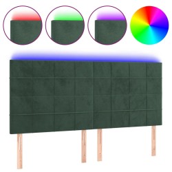vidaXL LED Kopfteil Dunkelgrün 180x5x118/128 cm Samt