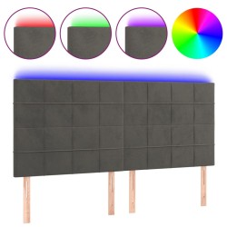 vidaXL LED Kopfteil Dunkelgrau 160x5x118/128 cm Samt