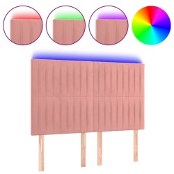 vidaXL LED Kopfteil Rosa 144x5x118/128 cm Samt