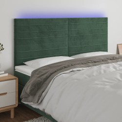 vidaXL LED Kopfteil Dunkelgrün 180x5x118/128 cm Samt