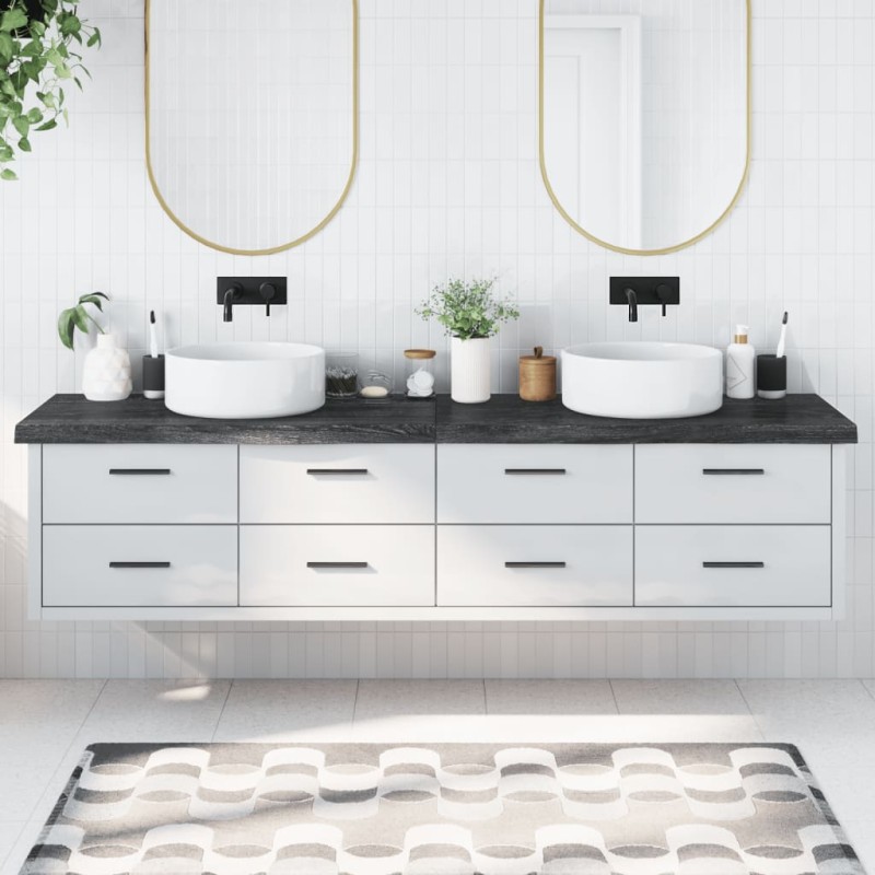 Waschtischplatte Dunkelgrau 220x50x6 cm Massivholz Behandelt Waschtischplatte Dunkelgrau 220x50x6 cm Massivholz Behandelt