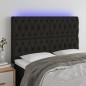 vidaXL LED Kopfteil Schwarz 144x7x118/128 cm Stoff