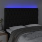 vidaXL LED Kopfteil Schwarz 144x7x118/128 cm Stoff