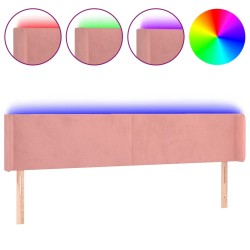 vidaXL LED Kopfteil Rosa 163x16x78/88 cm Samt