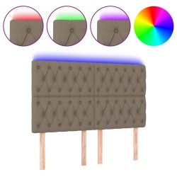 vidaXL LED Kopfteil Taupe 144x7x118/128 cm Stoff