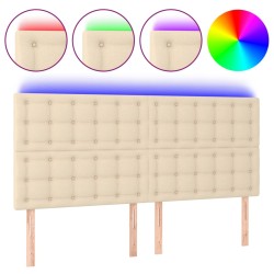 vidaXL LED Kopfteil Creme 200x5x118/128 cm Stoff
