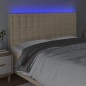 vidaXL LED Kopfteil Creme 200x5x118/128 cm Stoff vidaXL LED Kopfteil Creme 200x5x118/128 cm Stoff