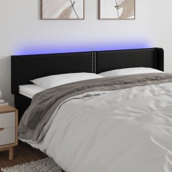 vidaXL LED Kopfteil Schwarz 163x16x78/88 cm Kunstleder