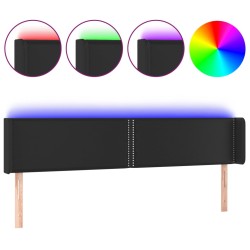 vidaXL LED Kopfteil Schwarz 163x16x78/88 cm Kunstleder