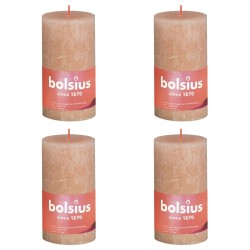 Bolsius Rustikale Stumpenkerzen Shine 4 Stk. 130x68 mm Nebelrosa