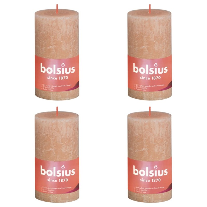Bolsius Rustikale Stumpenkerzen Shine 4 Stk. 130x68 mm Nebelrosa Bolsius Rustikale Stumpenkerzen Shine 4 Stk. 130x68 mm Nebelrosa