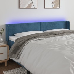 vidaXL LED Kopfteil Dunkelblau 183x16x78/88 cm Samt