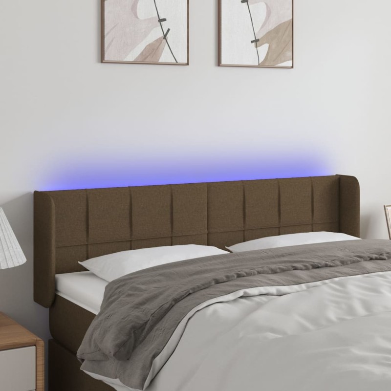 vidaXL LED Kopfteil Dunkelbraun 147x16x78/88 cm Stoff vidaXL LED Kopfteil Dunkelbraun 147x16x78/88 cm Stoff