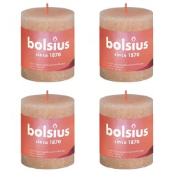Bolsius Rustikale Stumpenkerzen Shine 4 Stk. 80x68 mm Nebelrosa