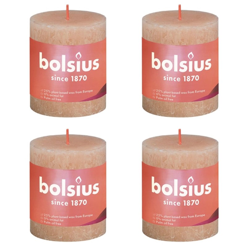 Bolsius Rustikale Stumpenkerzen Shine 4 Stk. 80x68 mm Nebelrosa Bolsius Rustikale Stumpenkerzen Shine 4 Stk. 80x68 mm Nebelrosa