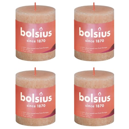 Bolsius Rustikale Stumpenkerzen Shine 4 Stk. 80x68 mm Nebelrosa