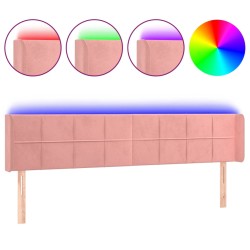 vidaXL LED Kopfteil Rosa 203x16x78/88 cm Samt