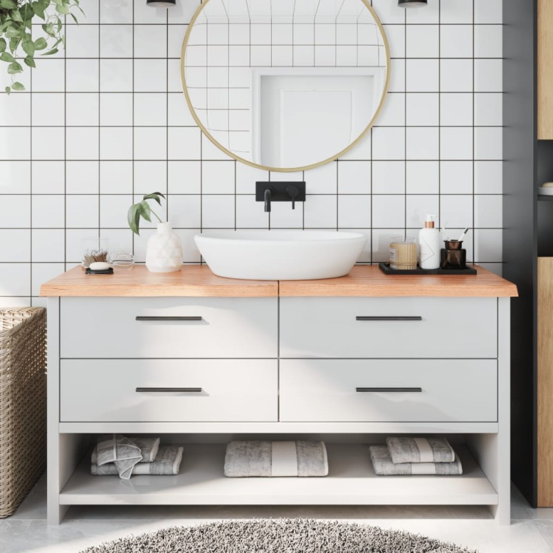 Waschtischplatte Hellbraun 160x40x4 cm Massivholz Behandelt Waschtischplatte Hellbraun 160x40x4 cm Massivholz Behandelt