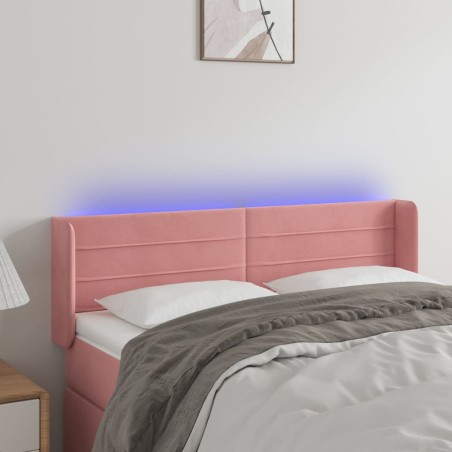 vidaXL LED Kopfteil Rosa 147x16x78/88 cm Samt