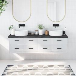 Waschtischplatte Dunkelgrau 180x30x6 cm Massivholz Behandelt