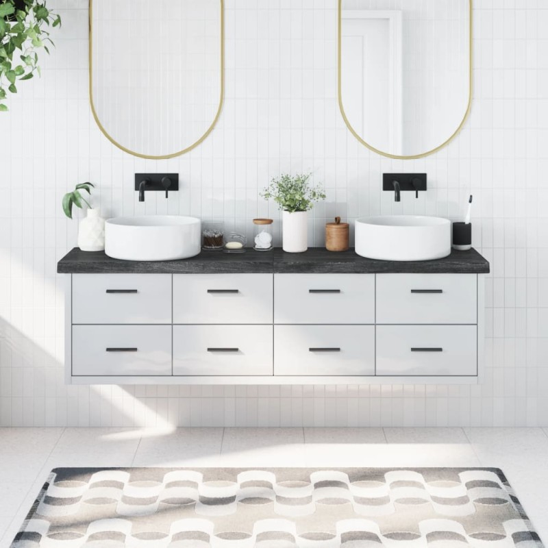 Waschtischplatte Dunkelgrau 180x30x6 cm Massivholz Behandelt Waschtischplatte Dunkelgrau 180x30x6 cm Massivholz Behandelt