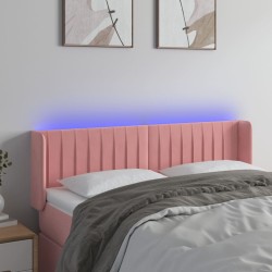 vidaXL LED Kopfteil Rosa 147x16x78/88 cm Samt