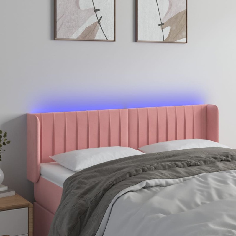 vidaXL LED Kopfteil Rosa 147x16x78/88 cm Samt vidaXL LED Kopfteil Rosa 147x16x78/88 cm Samt