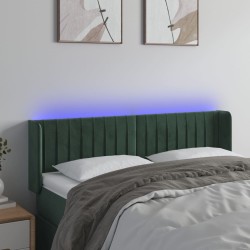 vidaXL LED Kopfteil Dunkelgrün 147x16x78/88 cm Samt