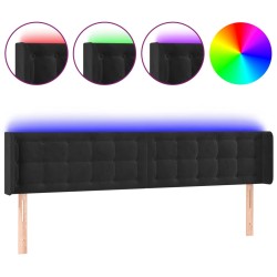 vidaXL LED Kopfteil Schwarz 163x16x78/88 cm Samt