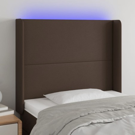 vidaXL LED Kopfteil Braun 103x16x118/128 cm Kunstleder