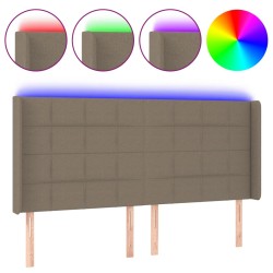 vidaXL LED Kopfteil Taupe 163x16x118/128 cm Stoff