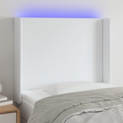 vidaXL LED Kopfteil Weiß 83x16x118/128 cm Kunstleder 