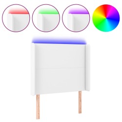 vidaXL LED Kopfteil Weiß 83x16x118/128 cm Kunstleder 