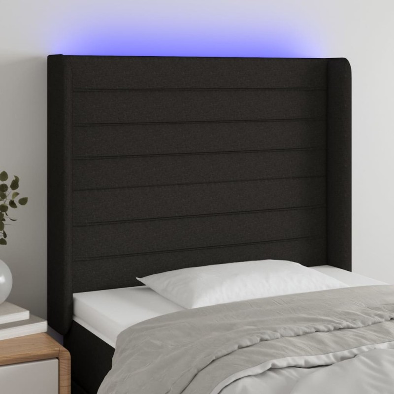 vidaXL LED Kopfteil Schwarz 103x16x118/128 cm Stoff vidaXL LED Kopfteil Schwarz 103x16x118/128 cm Stoff