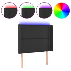 vidaXL LED Kopfteil Schwarz 93x16x118/128 cm Kunstleder