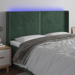 vidaXL LED Kopfteil Dunkelgrün 183x16x118/128 cm Samt